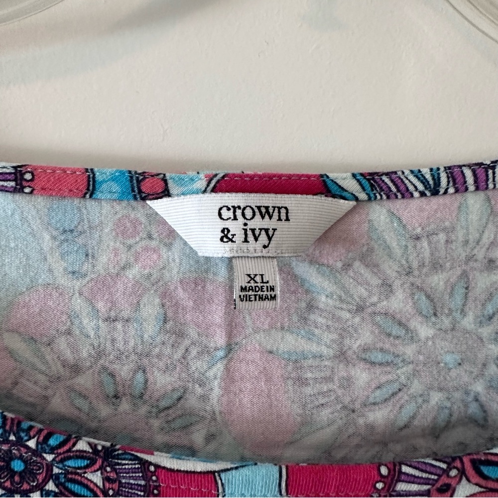 Crown & Ivy Colorful Floral Paisley Ruffle Sleeve Blouse XL - Picture 3 of 6